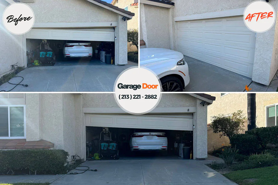 Before and after: garage door repair Dunstan, ME